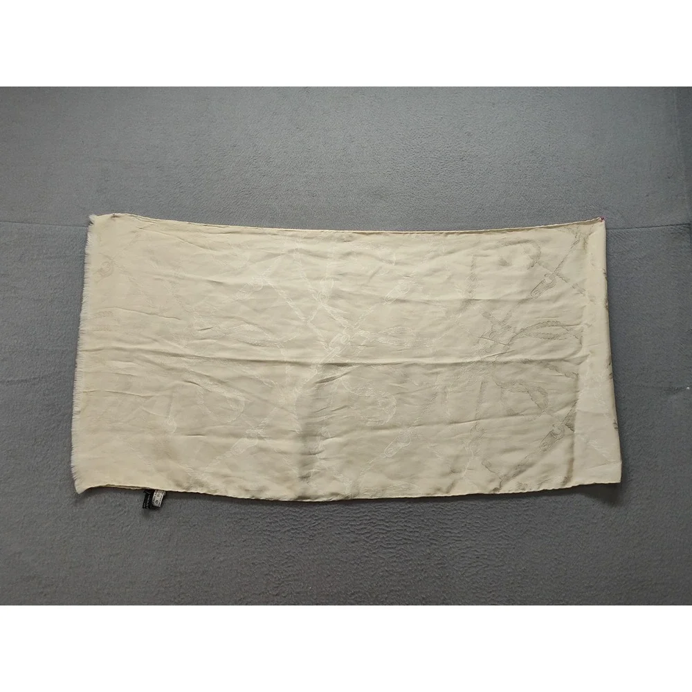 Manolo Borromeo Women Silk Scarf One Size Beige Jacquard Neck Tie Warmer Italy